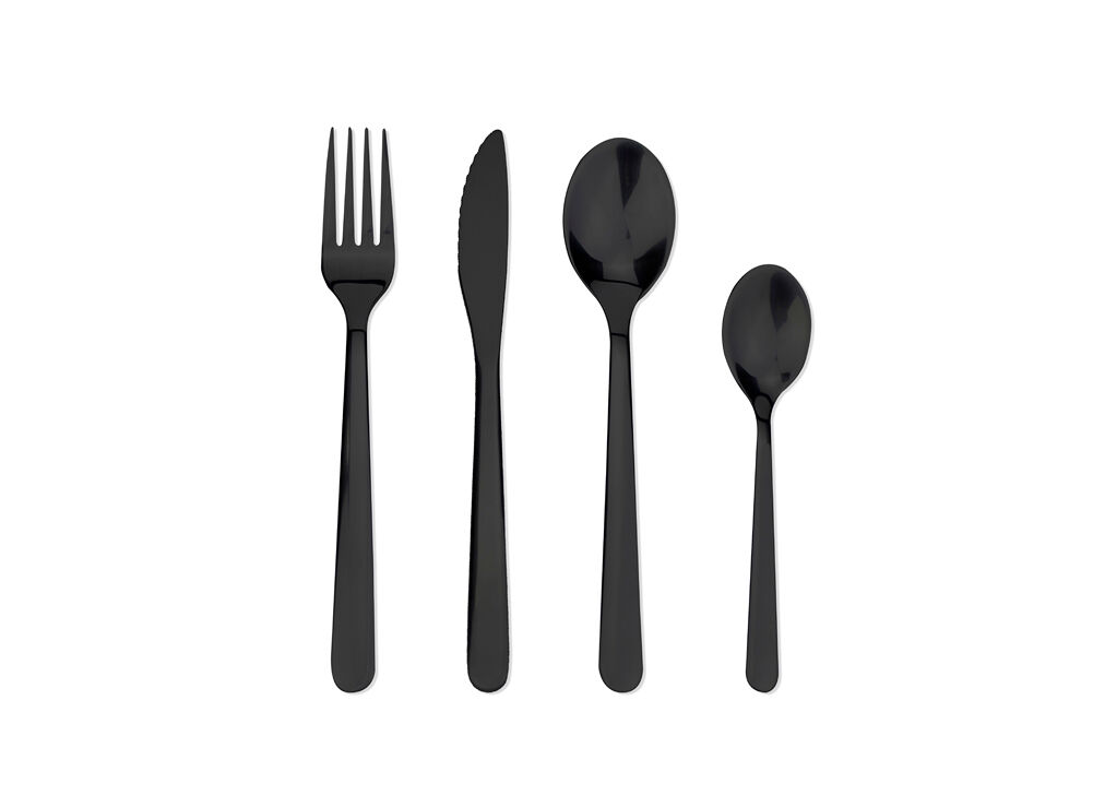 Cuberteria alana negra 16 piezas marca kactus home - conforama