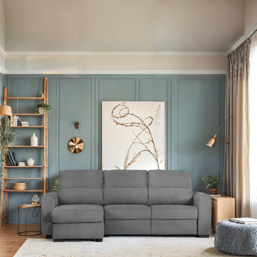 Chaise longue com cama 3 lugares CONNOR cor cinza escuro