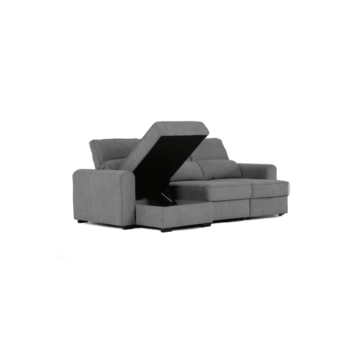 Chaise longue com cama 3 lugares CONNOR cor cinza escuro