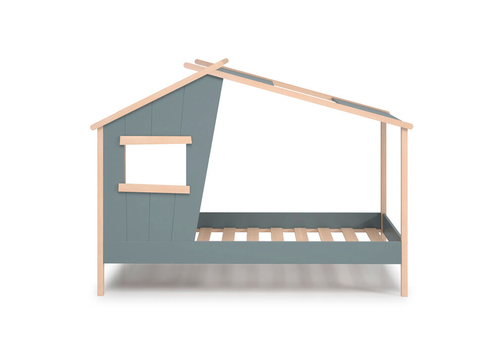 Cama cabaña con ventana verde 90x190cm nuba - conforama