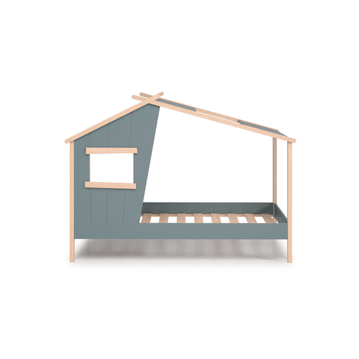 Cama cabana com janela verde 90x190cm NUBA