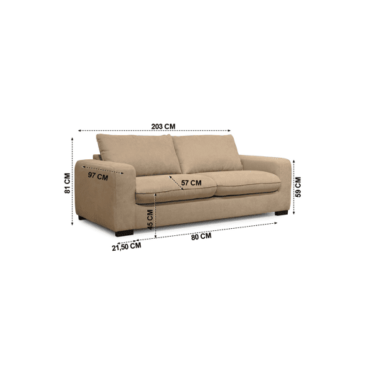 Sofá cama de 3 lugares SWEET com abertura italiana bege