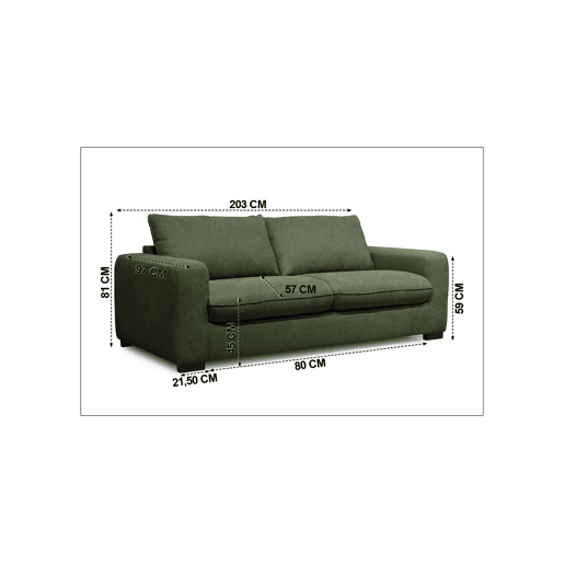 Sofá cama de 3 lugares SWEET com abertura italiana cor verde água