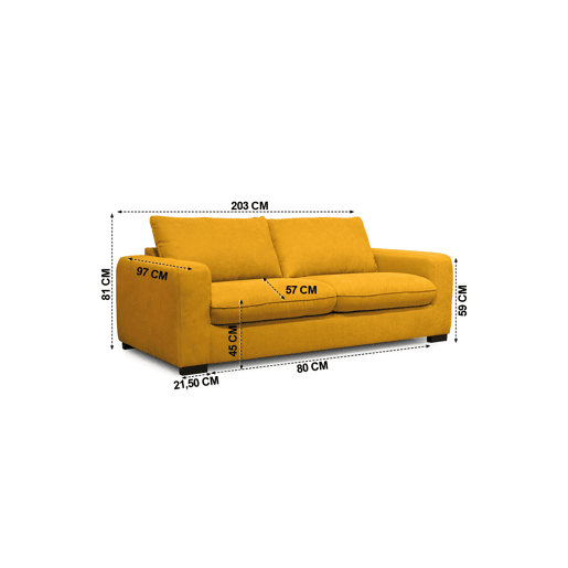 Sofá cama de 3 lugares SWEET com abertura italiana cor mostarda