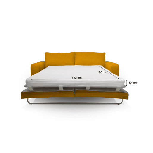 Sofá cama de 3 lugares SWEET com abertura italiana cor mostarda