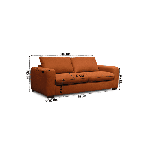 Sofá cama de 3 lugares SWEET com abertura italiana cor terra