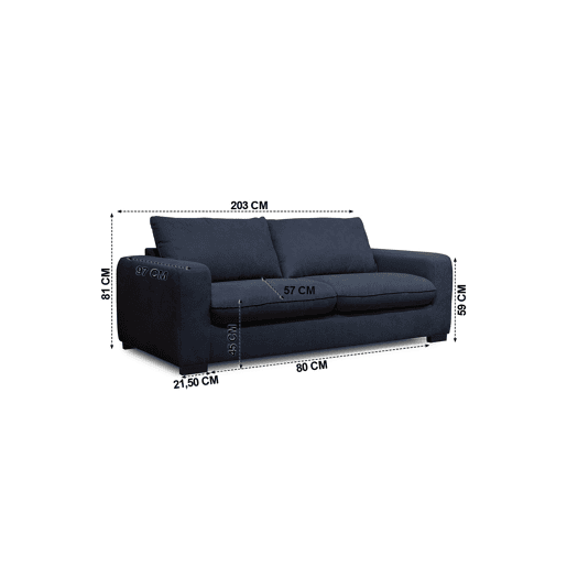 Sofá cama de 3 lugares SWEET com abertura italiana cor azul