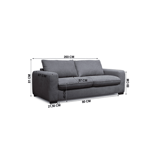 Sofá cama SWEET com abertura italiana 3 lugares cor cinza escuro