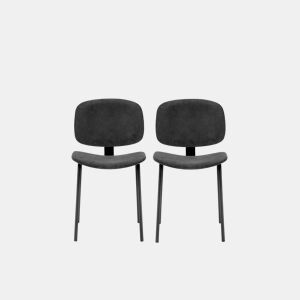 Conjunto de 2 cadeiras de cozinha fixas DECO II corduroy preto