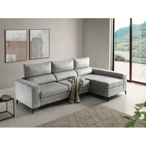 Chaise longue BLINK dereita 4 lugares cinza claro