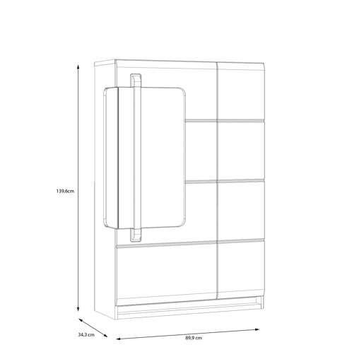 Vitrine com porta de vidro MONTREAL branco Vitrine com porta de vidro MONTREAL branco