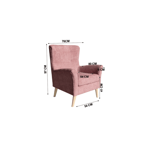 Poltrona decorativa cor rosa LEONOR Poltrona decorativa cor rosa LEONOR