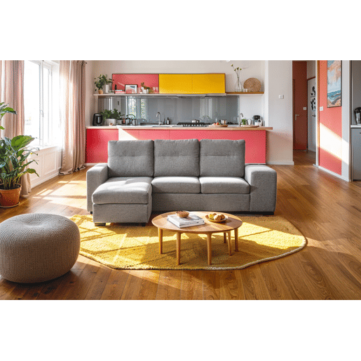 Chaise longue com cama HARRISON reversível 3 lugares cinza