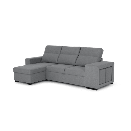 Chaise longue com cama HARRISON reversível 3 lugares cinza