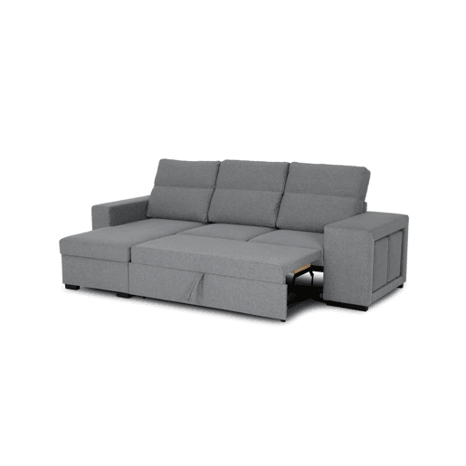 Chaise longue com cama HARRISON reversível 3 lugares cinza