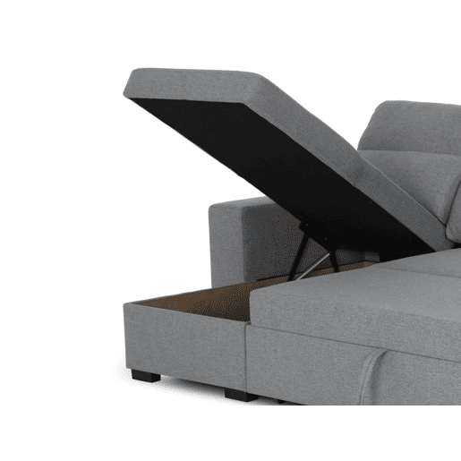 Chaise longue com cama HARRISON reversível 3 lugares cinza