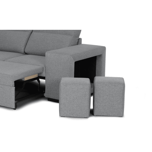 Chaise longue com cama HARRISON reversível 3 lugares cinza