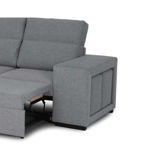 Chaise longue com cama HARRISON reversível 3 lugares cinza