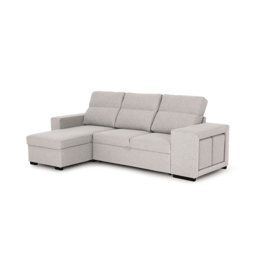 Chaise longue com cama HARRISON reversível 3 lugares bege