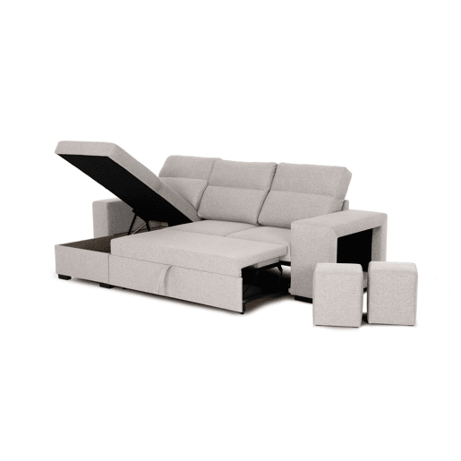 Chaise longue com cama HARRISON reversível 3 lugares bege