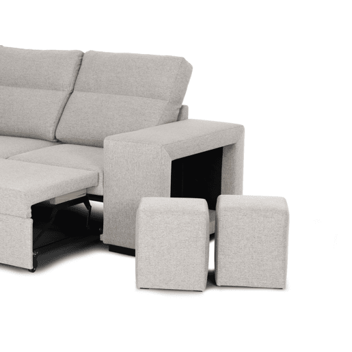 Chaise longue com cama HARRISON reversível 3 lugares bege