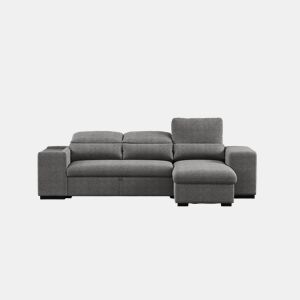 Chaise longue com cama HOXTON reversível 4 lugares cinza