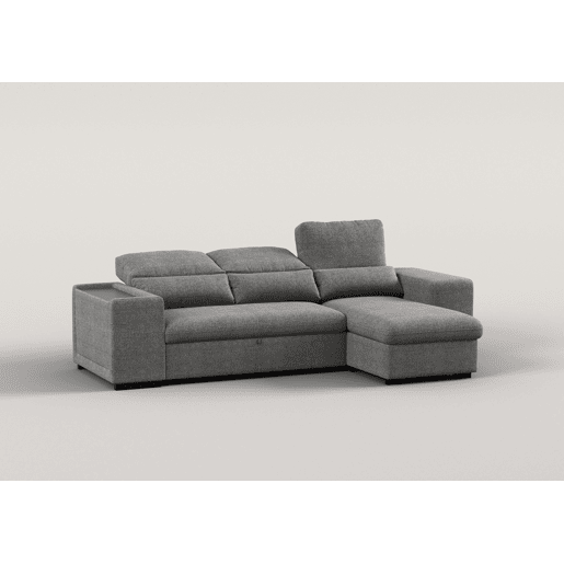 Chaise longue com cama HOXTON reversível 4 lugares cinza