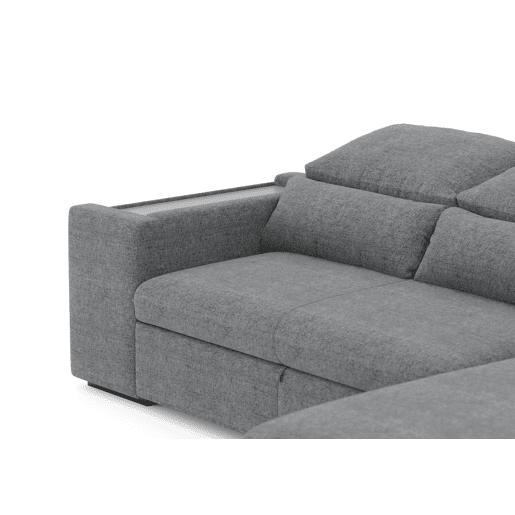 Chaise longue com cama HOXTON reversível 4 lugares cinza