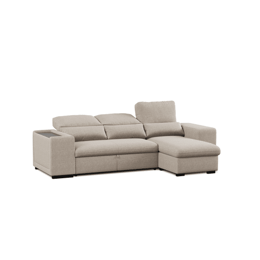 Chaise longue com cama HOXTON reversível 4 lugares bege