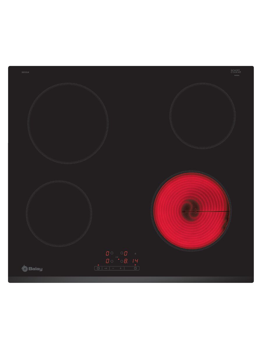 Placa vitrocerámica BALAY 3EB720LR 4 zonas 60cm Negro