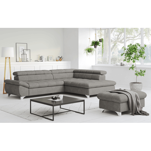 Sofá de canto com cama GEMINI lado dereito cor cinza