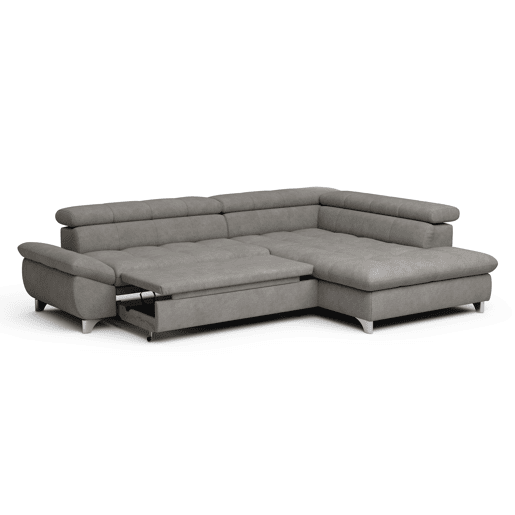 Sofá de canto com cama GEMINI lado dereito cor cinza