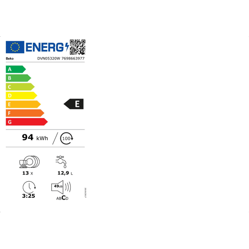 Máquina lavar loiça BEKO DVN05320W 13 conjuntos