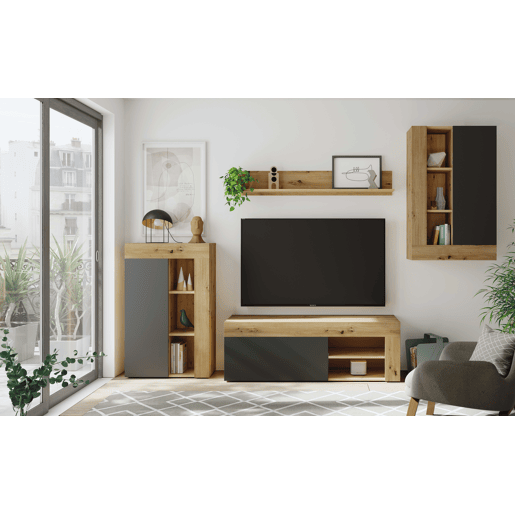 Compacto de TV LEO 260cm em carvalho e antracite