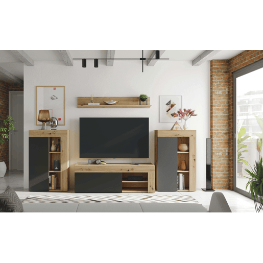Compacto de TV LEO 260cm em carvalho e antracite