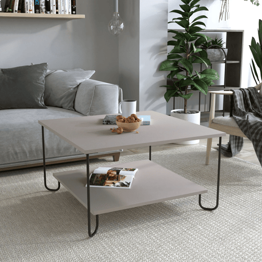 Mesa de centro TONKA quadrada taupe Mesa de centro TONKA quadrada taupe