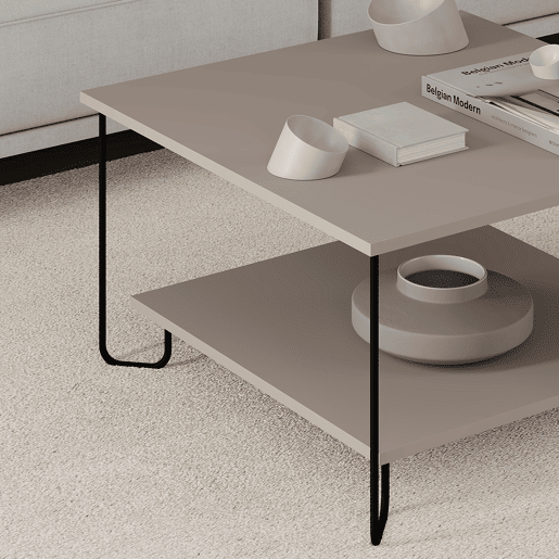 Mesa de centro TONKA quadrada taupe Mesa de centro TONKA quadrada taupe