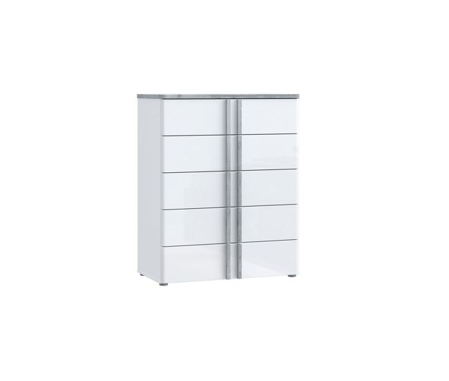 Cómoda 5 cajones blanco mate BUGANVILLA