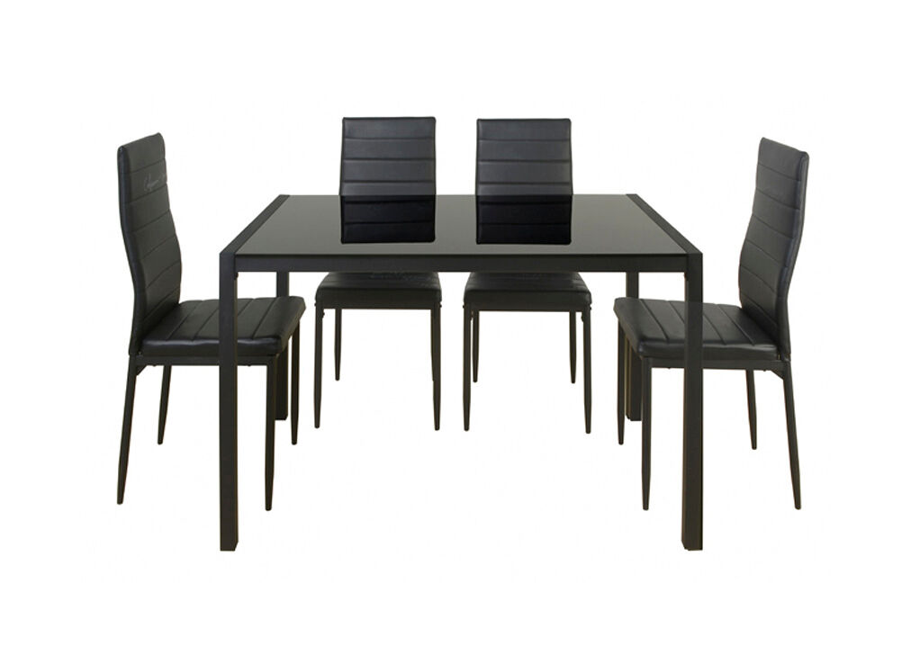 Conjunto de mesa con 4 sillas jet negro