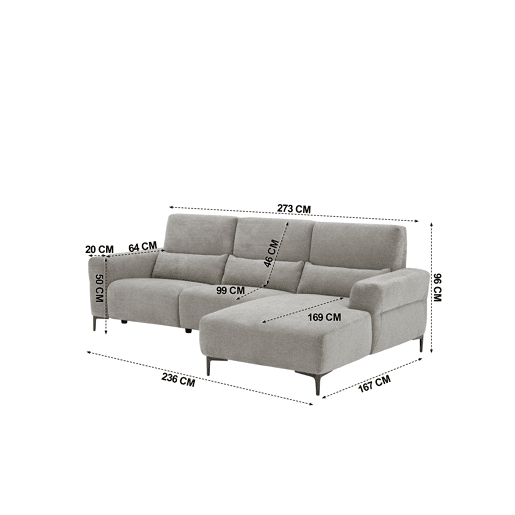 Chaise longue relax 4 lugares elétrica LEANIS dereita bege Chaise longue relax 4 lugares elétrica LEANIS dereita bege