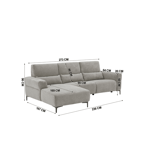 Chaise longue relax 4 lugares relax elétrica esquerda bege