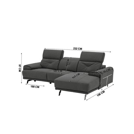 Chaise longue SIARA relax elétrica dereita 3 lugares azul
