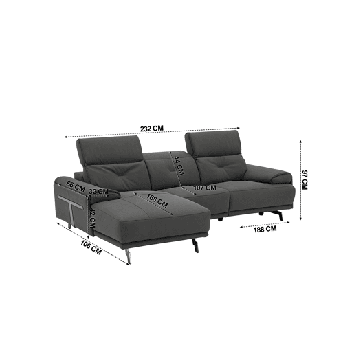 Chaise longue SIARA relax elétrica esquerda 3 lugares azul