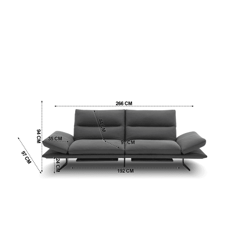 Sofá AGATA relax elétrico 4 lugares preto Sofá AGATA relax elétrico 4 lugares preto