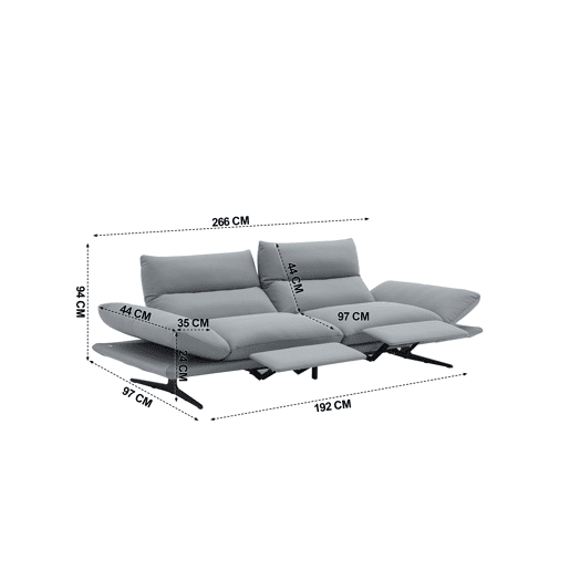 Sofá AGATA relax elétrico 4 lugares cinza Sofá AGATA relax elétrico 4 lugares cinza