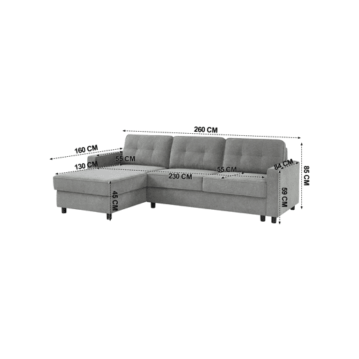 Chaise longue CIAN reversível 3 lugares cinza
