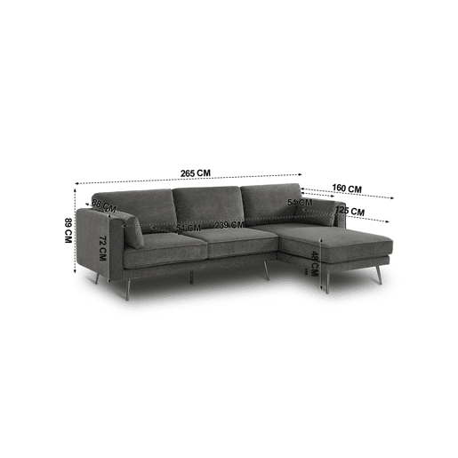 Chaise longue 4 lugares COSMO dereita cinza