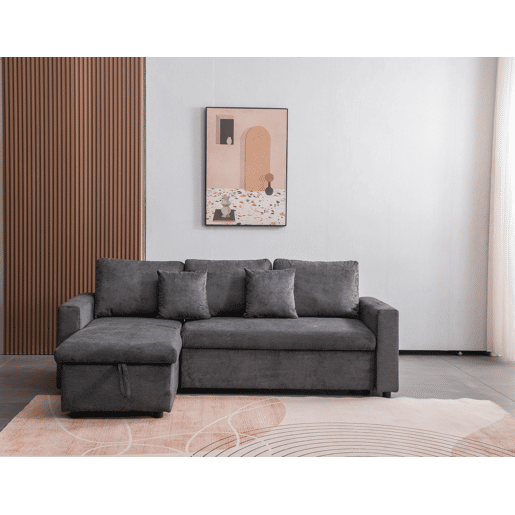 Chaise longue DRAKO reversível 3 lugares cinza escuro
