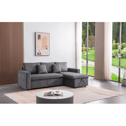 Chaise longue DRAKO reversível 3 lugares cinza escuro