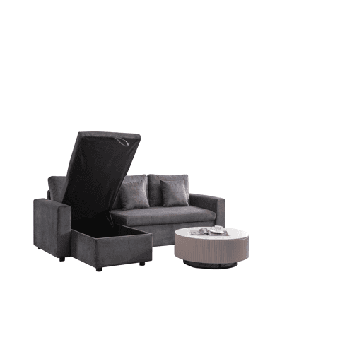 Chaise longue DRAKO reversível 3 lugares cinza escuro